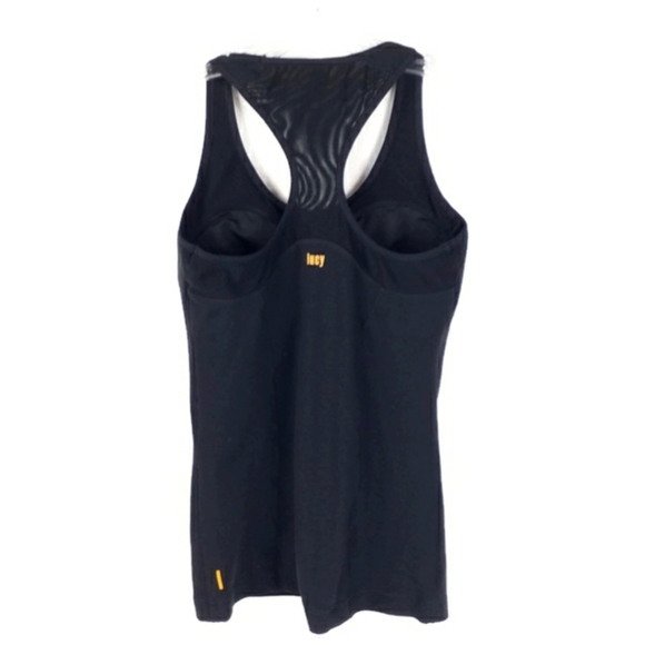 Lucy Black Racer Mesh Back Athletic Tank Top Womens Small Built-In Padded Bra - Picture 2 of 9